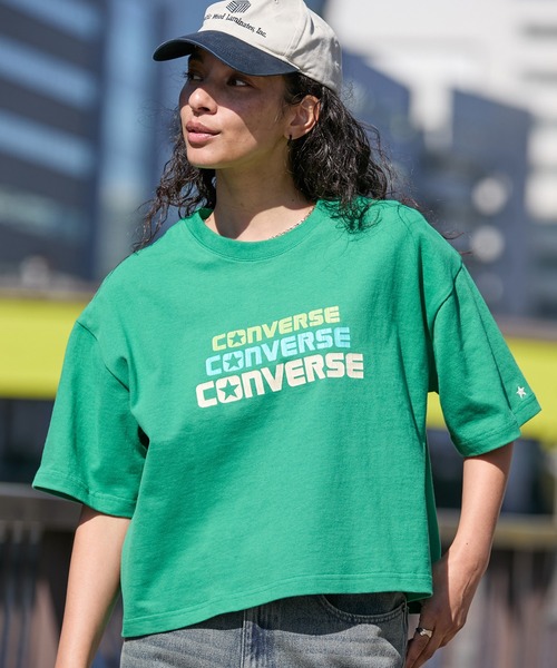 CONVERSE(コンバース)の「CONVERSE JACK PURCELL/コンバース ジャックパーセル ワンポイント刺繍 アソートプリント コンパクト 半袖Tシャツ(Tシャツ/カットソー・レディース・ホワイト系1/ホワイト系/ブラック/ネイビー系/ブルー/グレー系/オフホワイト/ブルー系/ブラック系/パープル/オートミール/ネイビー/グレー系1/グリーン系/グリーン・M)」の9枚目の写真