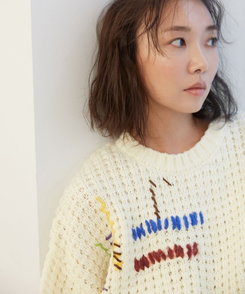 BAYFLOW(ベイフロー)の「【知久友里恵さんコラボ】ハンドステッチニット(ニット/セーター・レディース・オフホワイト/ネイビー・FREE)」の15枚目の写真