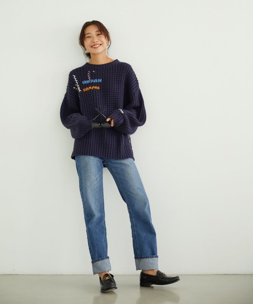 BAYFLOW(ベイフロー)の「【知久友里恵さんコラボ】ハンドステッチニット(ニット/セーター・レディース・オフホワイト/ネイビー・FREE)」の17枚目の写真