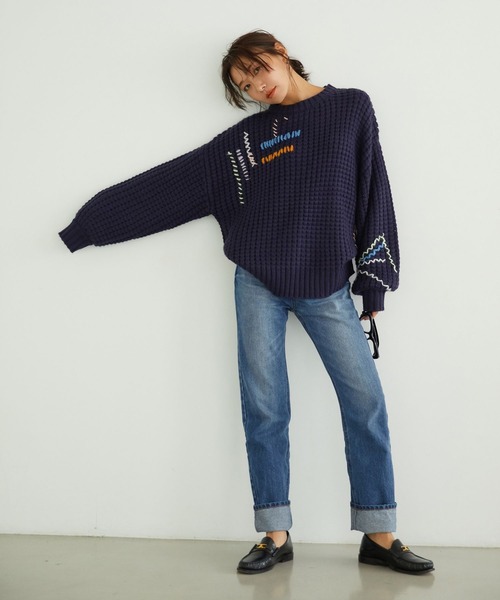 BAYFLOW(ベイフロー)の「【知久友里恵さんコラボ】ハンドステッチニット(ニット/セーター・レディース・オフホワイト/ネイビー・FREE)」の18枚目の写真