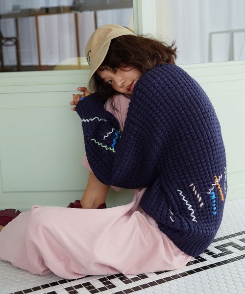 イオレ IORE Accent Sleeve Knit BLACK×BLUE イオレ IORE Accent Sleeve Knit BLACK×BLUE イオレ IORE Accent