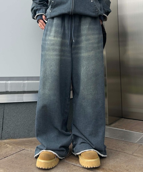 sedacle(セダクル)の「【26SS】デニムプリント加工スウェットパンツ(スウェットパンツ・メンズ・インディゴブルー・SMALL/LARGE/MEDIUM)」の2枚目の写真