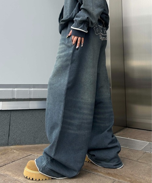 セール】【26SS】デニムプリント加工スウェットパンツ（スウェット