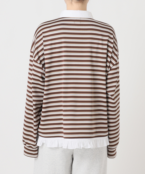 U by SPICK&SPAN（ユーバイスピックアンドスパン）の「マルチボーダーフリルドッキングPO（Tシャツ/カットソー・レディース・グレー/ブラウン・FREE）」の18枚目の写真