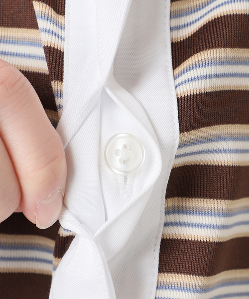 U by SPICK&SPAN（ユーバイスピックアンドスパン）の「マルチボーダーフリルドッキングPO（Tシャツ/カットソー・レディース・グレー/ブラウン・FREE）」の22枚目の写真