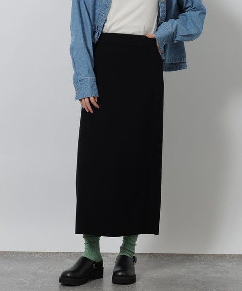 LAKOLE(ラコレ)の「12ゲージ総針ニットナロースカート / 639736(スカート・レディース・グリーン/ブラック/グレー・LARGE/MEDIUM)」の2枚目の写真