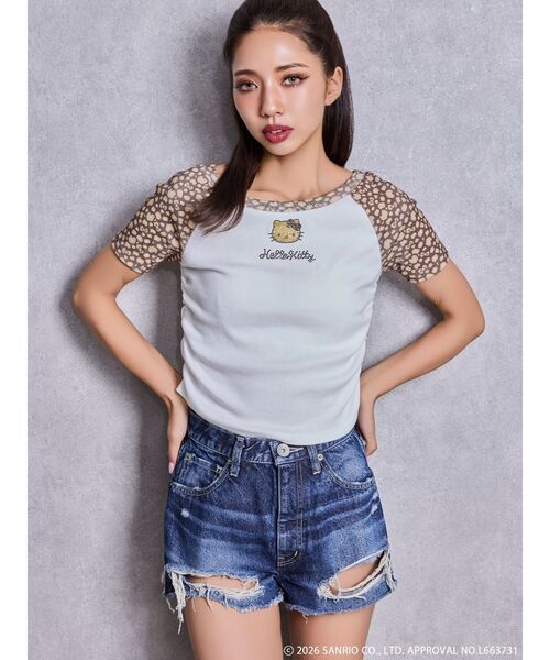 ハローキティコラボ(ハローキティコラボ)の「GYDA×ハローキティ レオパードラグランTシャツ(Tシャツ/カットソー・レディース・ベージュ/チャコールグレー/ピンク・FREE)」の17枚目の写真