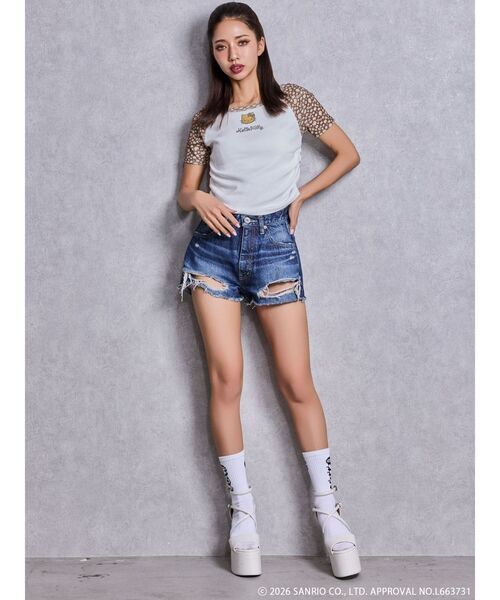 ハローキティコラボ(ハローキティコラボ)の「GYDA×ハローキティ レオパードラグランTシャツ(Tシャツ/カットソー・レディース・ベージュ/チャコールグレー/ピンク・FREE)」の19枚目の写真