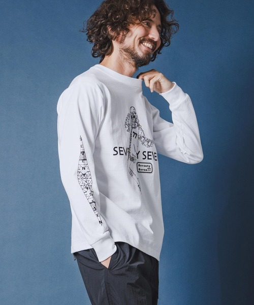 seventy seven(セブンティセブン)の「mlt5543-heavy onz USA cotton L-S t-shirts (77lady2) ロングスリーブTシャツ(7726S240)(Tシャツ/カットソー・メンズ・サンドベージュ/ホワイト/ブラック・XL/L/M/S)」の1枚目の写真