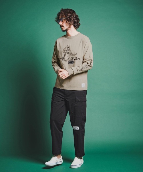 seventy seven(セブンティセブン)の「mlt5543-heavy onz USA cotton L-S t-shirts (77lady2) ロングスリーブTシャツ(7726S240)(Tシャツ/カットソー・メンズ・サンドベージュ/ホワイト/ブラック・XL/L/M/S)」の7枚目の写真