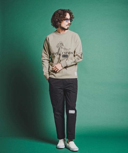 seventy seven(セブンティセブン)の「mlt5543-heavy onz USA cotton L-S t-shirts (77lady2) ロングスリーブTシャツ(7726S240)(Tシャツ/カットソー・メンズ・サンドベージュ/ホワイト/ブラック・XL/L/M/S)」の8枚目の写真