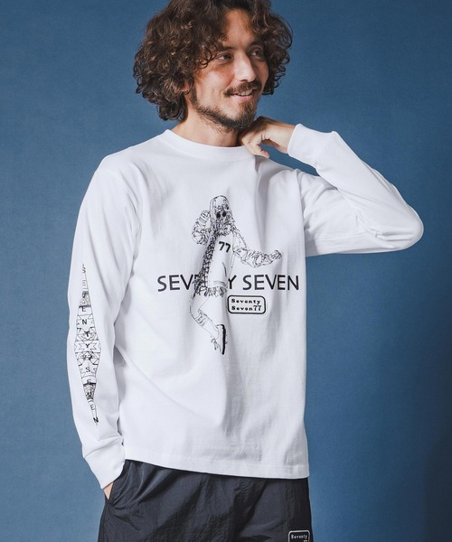 seventy seven(セブンティセブン)の「mlt5543-heavy onz USA cotton L-S t-shirts (77lady2) ロングスリーブTシャツ(7726S240)(Tシャツ/カットソー・メンズ・サンドベージュ/ホワイト/ブラック・XL/L/M/S)」の10枚目の写真