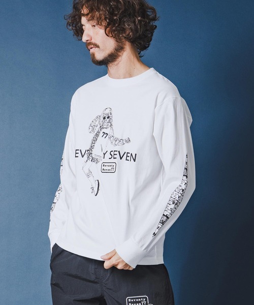 seventy seven(セブンティセブン)の「mlt5543-heavy onz USA cotton L-S t-shirts (77lady2) ロングスリーブTシャツ(7726S240)(Tシャツ/カットソー・メンズ・サンドベージュ/ホワイト/ブラック・XL/L/M/S)」の11枚目の写真