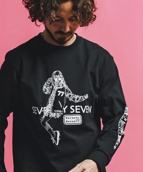 seventy seven(セブンティセブン)の「mlt5543-heavy onz USA cotton L-S t-shirts (77lady2) ロングスリーブTシャツ(7726S240)(Tシャツ/カットソー・メンズ・サンドベージュ/ホワイト/ブラック・XL/L/M/S)」の14枚目の写真