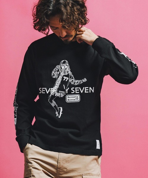 seventy seven(セブンティセブン)の「mlt5543-heavy onz USA cotton L-S t-shirts (77lady2) ロングスリーブTシャツ(7726S240)(Tシャツ/カットソー・メンズ・サンドベージュ/ホワイト/ブラック・XL/L/M/S)」の17枚目の写真