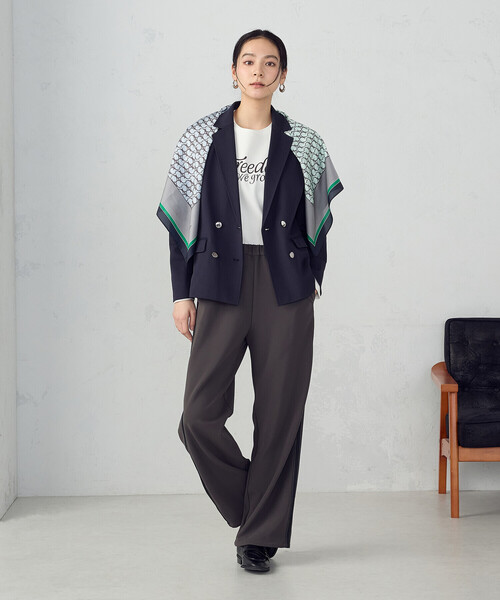 COMME CA ISM(コムサイズム)の「鹿の子ダブル ブレストテーラードジャケット(テーラードジャケット・レディース・ネイビー/ベージュ・LARGE/MEDIUM/SMALL/X-SMALL/X-LARGE)」の3枚目の写真