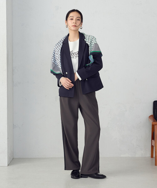 COMME CA ISM(コムサイズム)の「鹿の子ダブル ブレストテーラードジャケット(テーラードジャケット・レディース・ネイビー/ベージュ・LARGE/MEDIUM/SMALL/X-SMALL/X-LARGE)」の4枚目の写真