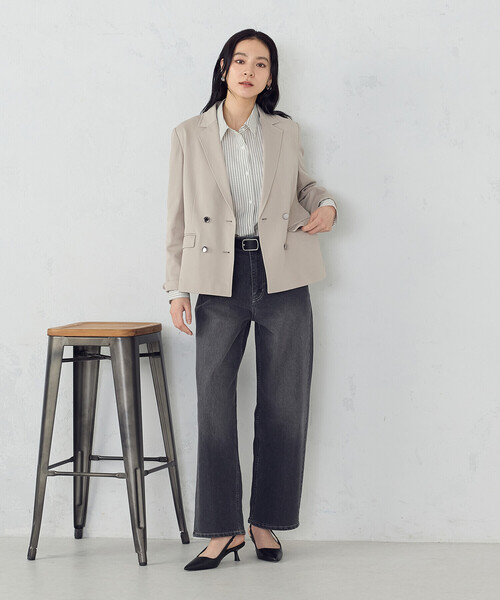 COMME CA ISM(コムサイズム)の「鹿の子ダブル ブレストテーラードジャケット(テーラードジャケット・レディース・ネイビー/ベージュ・LARGE/MEDIUM/SMALL/X-SMALL/X-LARGE)」の9枚目の写真