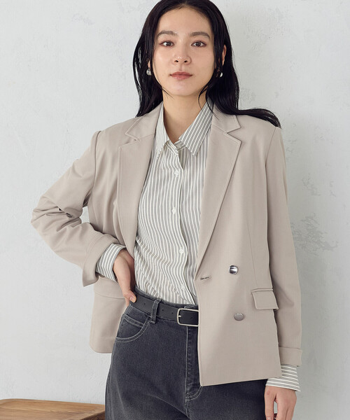 COMME CA ISM(コムサイズム)の「鹿の子ダブル ブレストテーラードジャケット(テーラードジャケット・レディース・ネイビー/ベージュ・LARGE/MEDIUM/SMALL/X-SMALL/X-LARGE)」の10枚目の写真