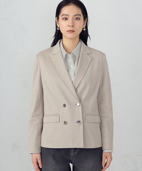COMME CA ISM(コムサイズム)の「鹿の子ダブル ブレストテーラードジャケット(テーラードジャケット・レディース・ネイビー/ベージュ・LARGE/MEDIUM/SMALL/X-SMALL/X-LARGE)」の11枚目の写真