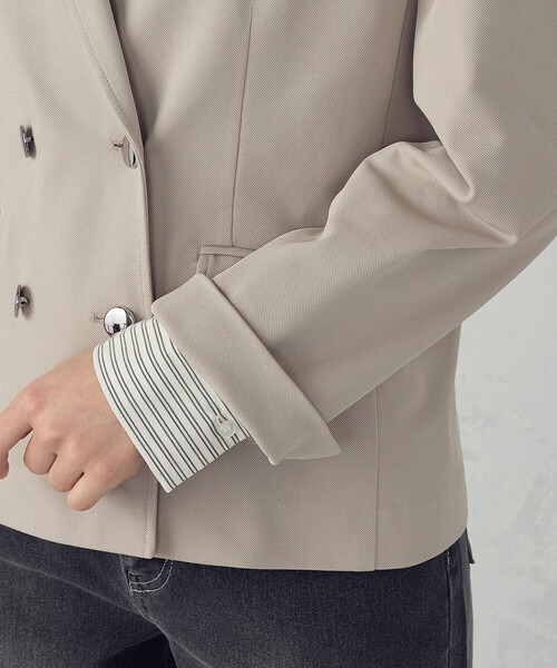 COMME CA ISM(コムサイズム)の「鹿の子ダブル ブレストテーラードジャケット(テーラードジャケット・レディース・ネイビー/ベージュ・LARGE/MEDIUM/SMALL/X-SMALL/X-LARGE)」の16枚目の写真