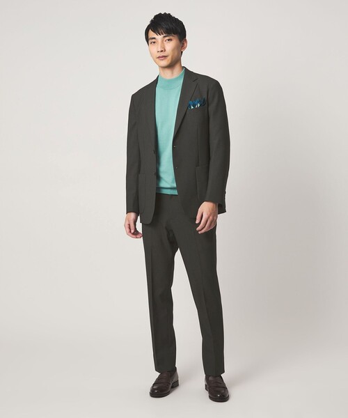 green label relaxing（グリーンレーベルリラクシング）の「A+ ポリエステル シャークスキン 2B スタンダード セットアップ ジャケット -ウォッシャブル・ストレッチ-（テーラードジャケット・メンズ・ダークグリーン/ブラウン系/ネイビー・XL/M/L/S）」の7枚目の写真