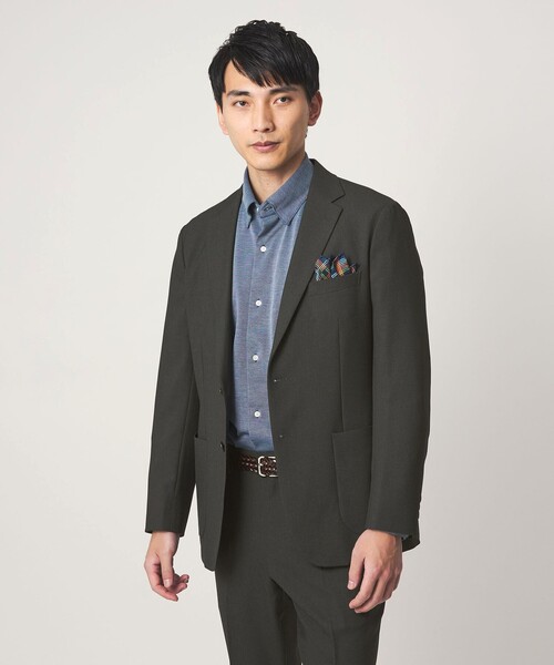 green label relaxing（グリーンレーベルリラクシング）の「A+ ポリエステル シャークスキン 2B スタンダード セットアップ ジャケット -ウォッシャブル・ストレッチ-（テーラードジャケット・メンズ・ダークグリーン/ブラウン系/ネイビー・XL/M/L/S）」の9枚目の写真