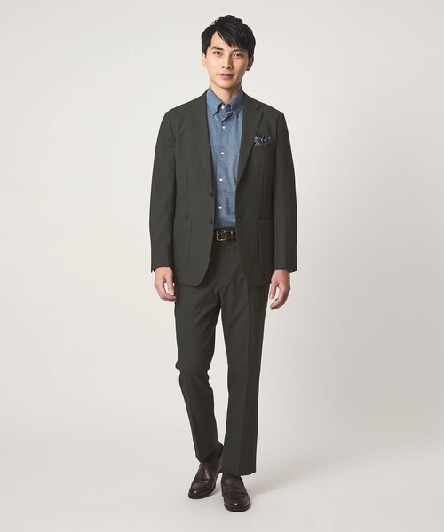 green label relaxing（グリーンレーベルリラクシング）の「A+ ポリエステル シャークスキン 2B スタンダード セットアップ ジャケット -ウォッシャブル・ストレッチ-（テーラードジャケット・メンズ・ダークグリーン/ブラウン系/ネイビー・XL/M/L/S）」の10枚目の写真