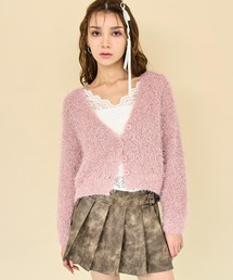 クロップドシャギー ラメカーディガン