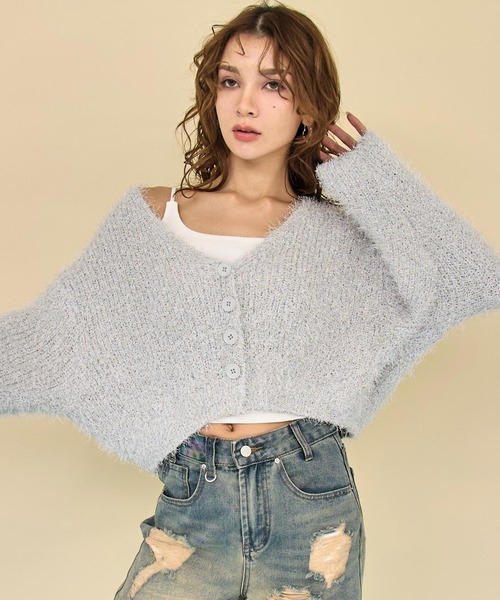 ANAP(アナップ)の「クロップドシャギー ラメカーディガン(カーディガン/ボレロ・レディース・ブラック/ピンク/ライトグレー・F)」の10枚目の写真