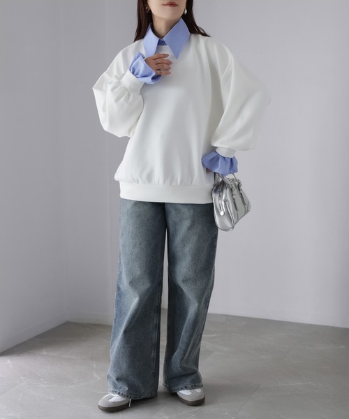 Riberry（リベリー）の「レイヤードライクマルチWAYダンボールスウェット（スウェット・レディース・オフホワイト/チャコールグレー/ブラック/ネイビー・FREE）」の7枚目の写真