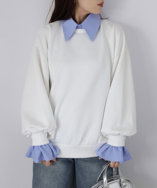 Riberry（リベリー）の「レイヤードライクマルチWAYダンボールスウェット（スウェット・レディース・オフホワイト/チャコールグレー/ブラック/ネイビー・FREE）」の21枚目の写真