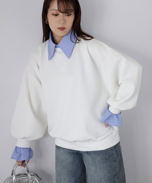 Riberry（リベリー）の「レイヤードライクマルチWAYダンボールスウェット（スウェット・レディース・オフホワイト/チャコールグレー/ブラック/ネイビー・FREE）」の6枚目の写真