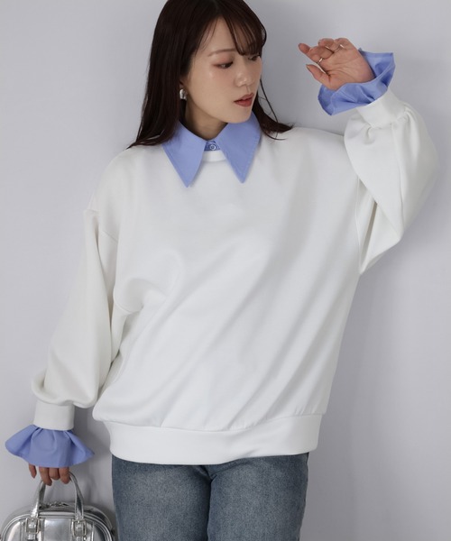 Riberry（リベリー）の「レイヤードライクマルチWAYダンボールスウェット（スウェット・レディース・オフホワイト/チャコールグレー/ブラック/ネイビー・FREE）」の22枚目の写真