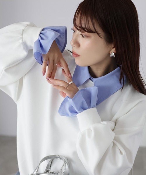 Riberry（リベリー）の「レイヤードライクマルチWAYダンボールスウェット（スウェット・レディース・オフホワイト/チャコールグレー/ブラック/ネイビー・FREE）」の18枚目の写真