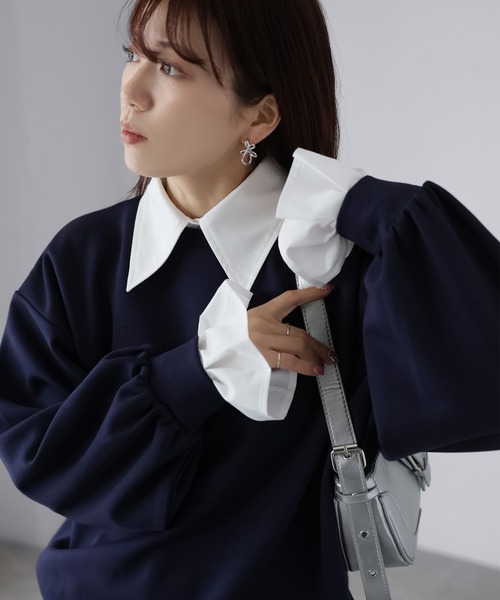 Riberry（リベリー）の「レイヤードライクマルチWAYダンボールスウェット（スウェット・レディース・オフホワイト/チャコールグレー/ブラック/ネイビー・FREE）」の14枚目の写真