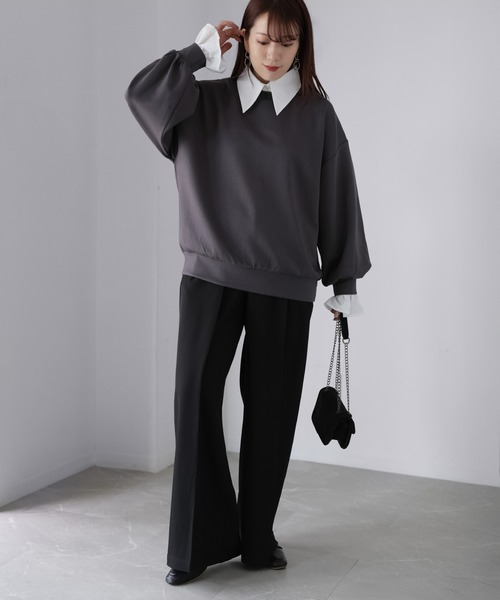 Riberry（リベリー）の「レイヤードライクマルチWAYダンボールスウェット（スウェット・レディース・オフホワイト/チャコールグレー/ブラック/ネイビー・FREE）」の13枚目の写真