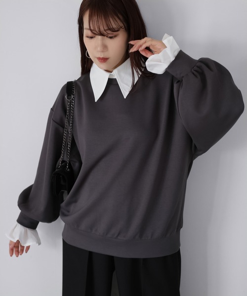 Riberry（リベリー）の「レイヤードライクマルチWAYダンボールスウェット（スウェット・レディース・オフホワイト/チャコールグレー/ブラック/ネイビー・FREE）」の12枚目の写真