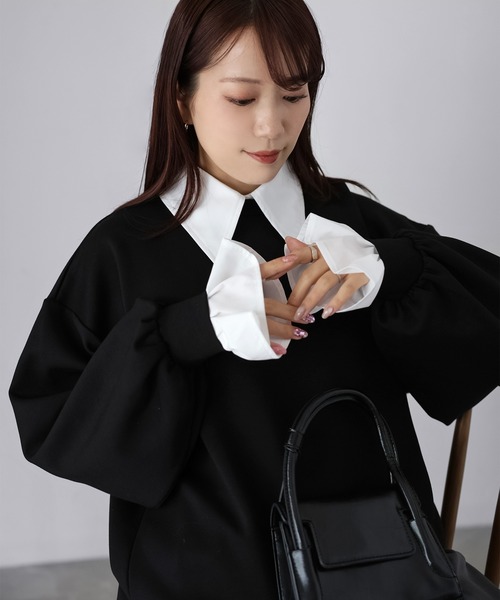 Riberry（リベリー）の「レイヤードライクマルチWAYダンボールスウェット（スウェット・レディース・オフホワイト/チャコールグレー/ブラック/ネイビー・FREE）」の8枚目の写真