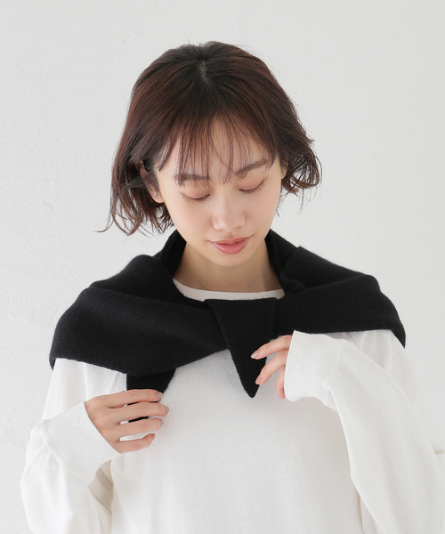 FRAMeWORK（フレームワーク）の「y YO/イーヨ hooded ストール（マフラー・レディース・グレー/ブラック・FREE）」の8枚目の写真