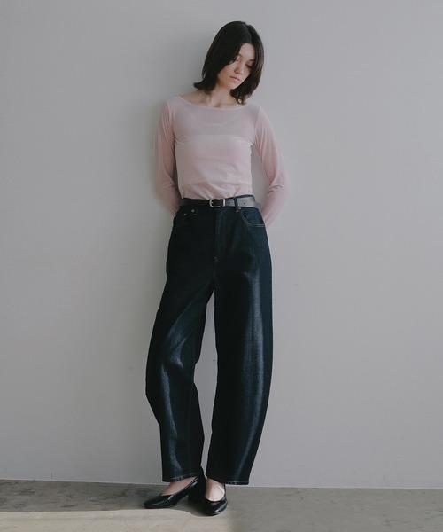 MANOF(マノフ)の「SHEER VELOUR TOPS(Tシャツ/カットソー・レディース・グレー/ブラック/ピンク/アイボリー・F)」の10枚目の写真