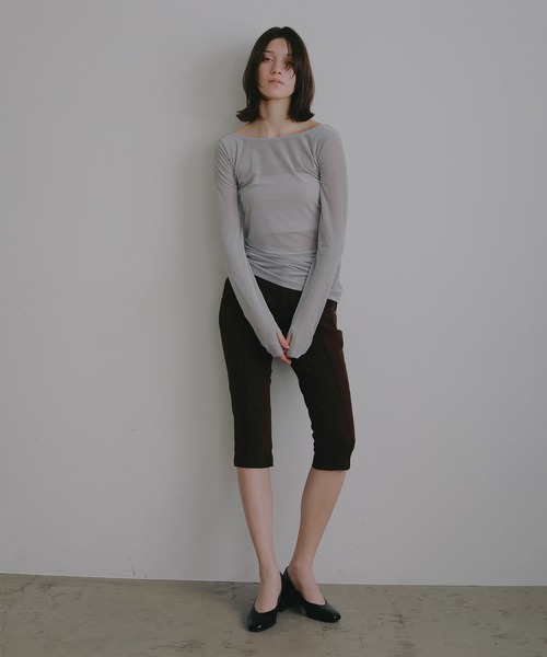 MANOF(マノフ)の「SHEER VELOUR TOPS(Tシャツ/カットソー・レディース・グレー/ブラック/ピンク/アイボリー・F)」の22枚目の写真