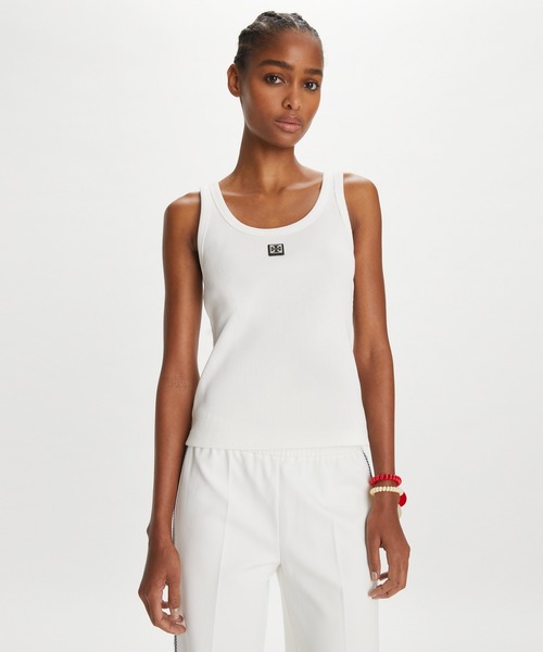 TORY BURCH(トリーバーチ)の「コットン スクープ タンクトップ(タンクトップ・レディース・ブラック/ホワイト・XS/S)」の2枚目の写真