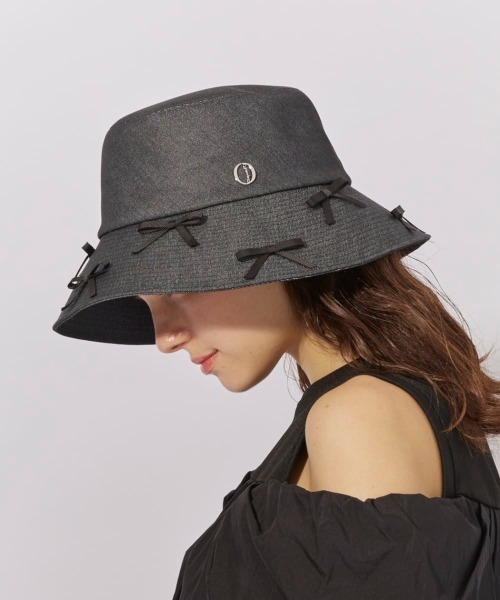 Chapeau d' O（シャポードオー）の「Chapeau d' O  Denim Ribbon Capeline / シャポードオー（ハット・レディース・ネイビー/ブラック・M/57.5cm）」の5枚目の写真