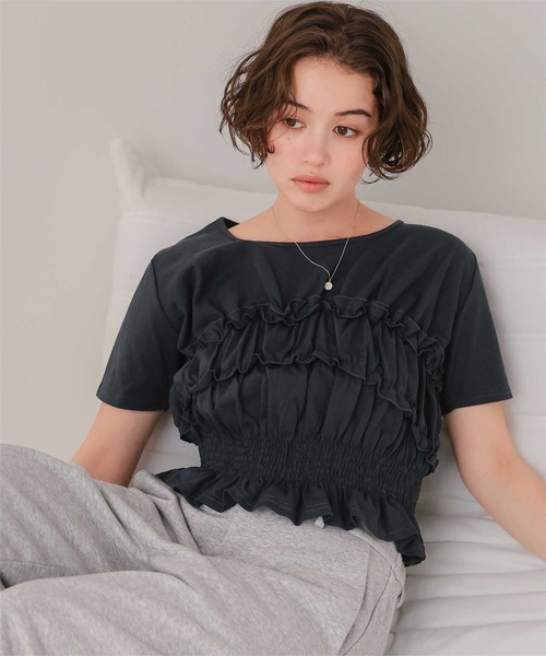 titivate(ティティベイト)の「ベアシャーリングデザインTシャツ(Tシャツ/カットソー・レディース・ネイビー/ブラウン/オフホワイト/クリーム/ライトピンク・L/M)」の4枚目の写真