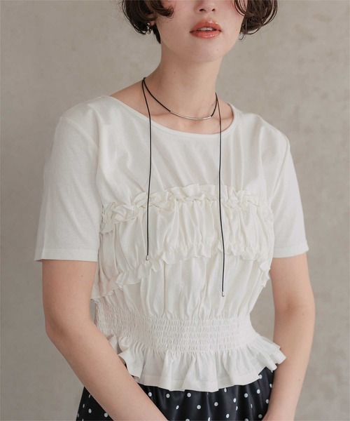 titivate(ティティベイト)の「ベアシャーリングデザインTシャツ(Tシャツ/カットソー・レディース・ネイビー/ブラウン/オフホワイト/クリーム/ライトピンク・L/M)」の2枚目の写真