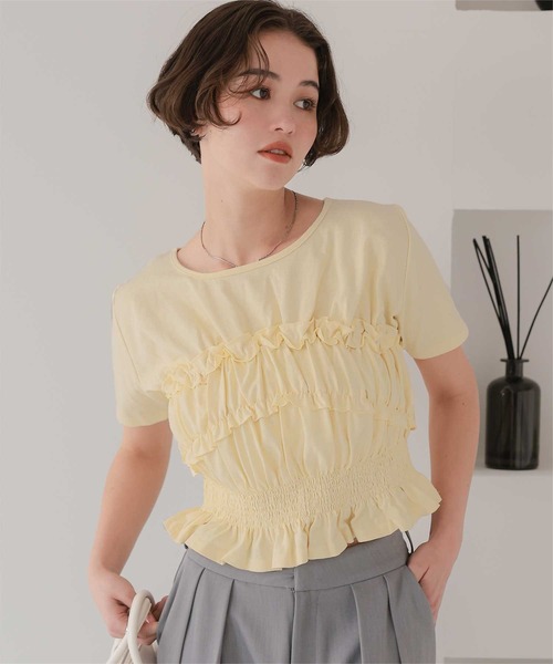 titivate(ティティベイト)の「ベアシャーリングデザインTシャツ(Tシャツ/カットソー・レディース・ネイビー/ブラウン/オフホワイト/クリーム/ライトピンク・L/M)」の1枚目の写真
