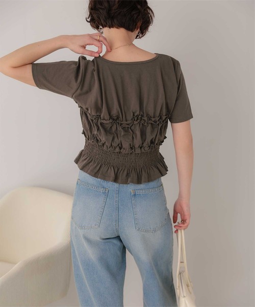 titivate(ティティベイト)の「ベアシャーリングデザインTシャツ(Tシャツ/カットソー・レディース・ネイビー/ブラウン/オフホワイト/クリーム/ライトピンク・L/M)」の10枚目の写真