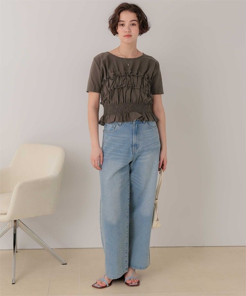 titivate(ティティベイト)の「ベアシャーリングデザインTシャツ(Tシャツ/カットソー・レディース・ネイビー/ブラウン/オフホワイト/クリーム/ライトピンク・L/M)」の11枚目の写真