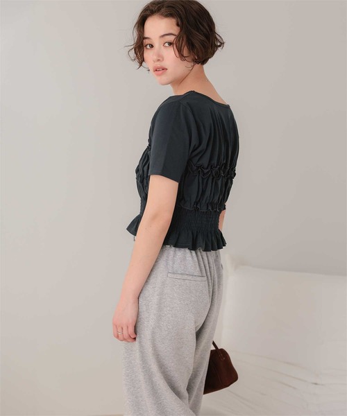 titivate(ティティベイト)の「ベアシャーリングデザインTシャツ(Tシャツ/カットソー・レディース・ネイビー/ブラウン/オフホワイト/クリーム/ライトピンク・L/M)」の20枚目の写真